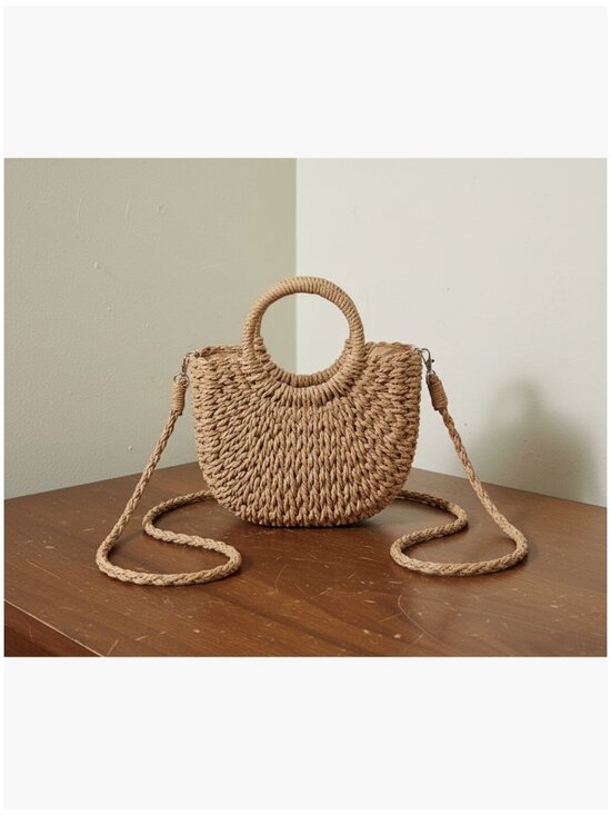 Handbags - Straw Crossbody Bag for Women, Woven Hobo Purse, Summer Beach Accessory